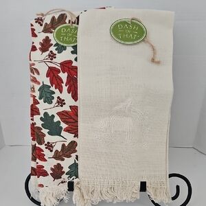 Dash of That NWT Autumn Leaf Pumpkin Cotton Kitchen Towel Set